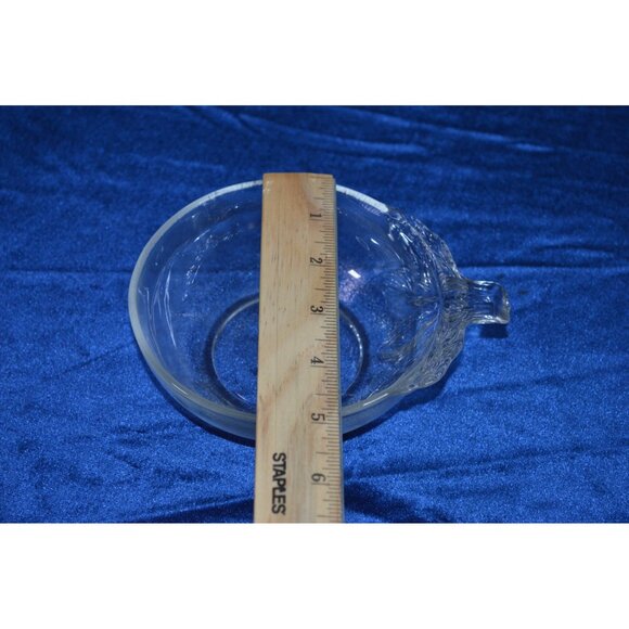 Vintage Indonesia Clear Glass Orange  Shaped Bowl Fruit Dish Embossed Leaf READ - Picture 9 of 9